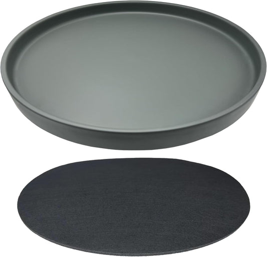 Ceramic Plant Saucer Pot Tray 10 Inch, Planter Saucers 4 5 6 7 8 9 10 11 12 13 Inch for Indoors Outdoor, Durable Sturdy Flower Drainage drip Water Tray for Glazed Pots Base (10.7 Inch-Grey)