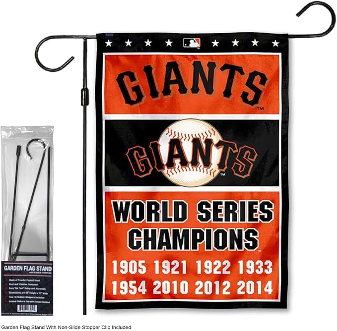WinCraft Giants 8 Time Champions Garden Flag with Stand Holder Flagpole