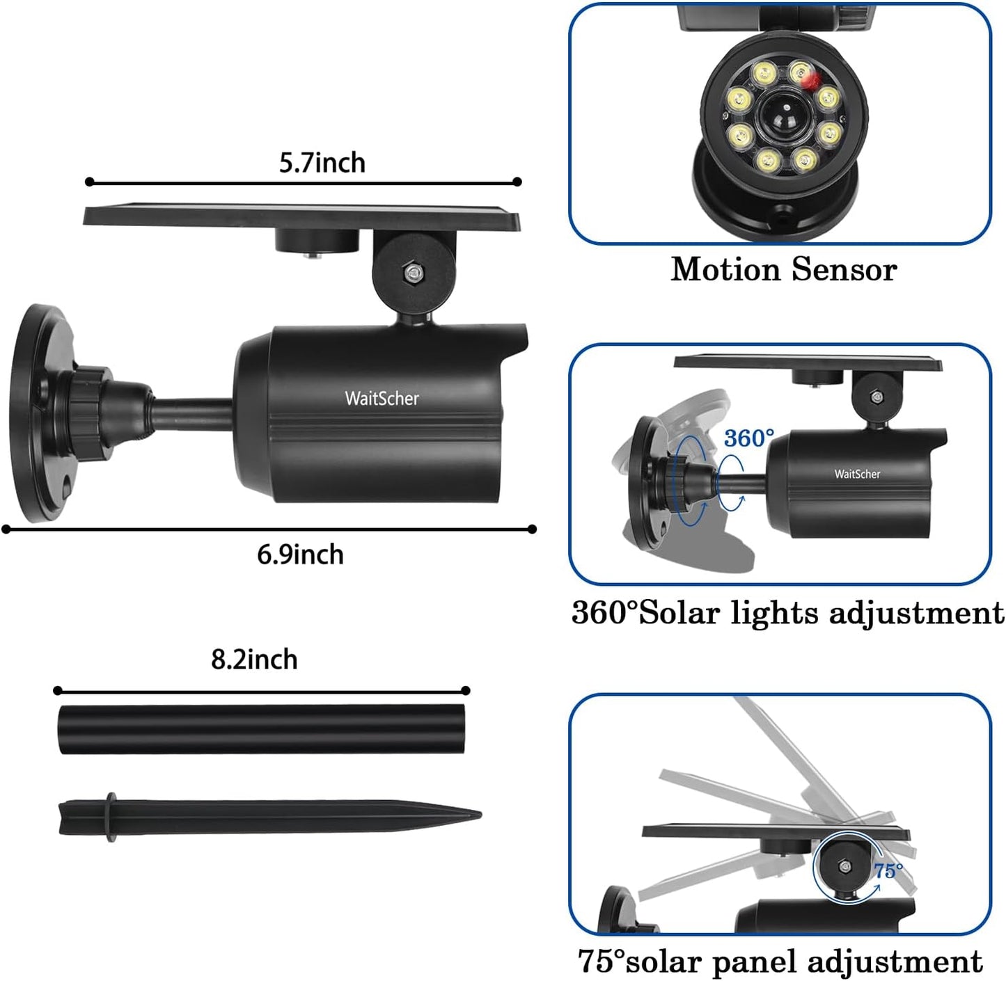 Solar Motion Lights Outdoor Waterproof 3600mAh Solar Security Flood Light for Outside Garden Driveway Path Deck Landscape Yard(2pack)