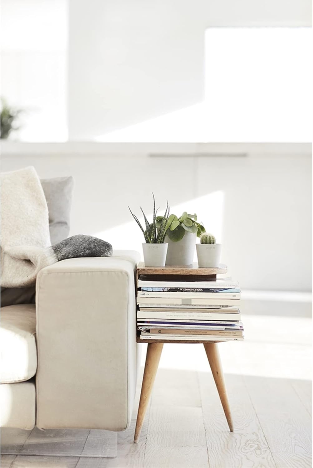 Ecopots Amsterdam Mini Durable Modern Round Recycled-Based Composite Flower Pot Planter, White Grey, 7"