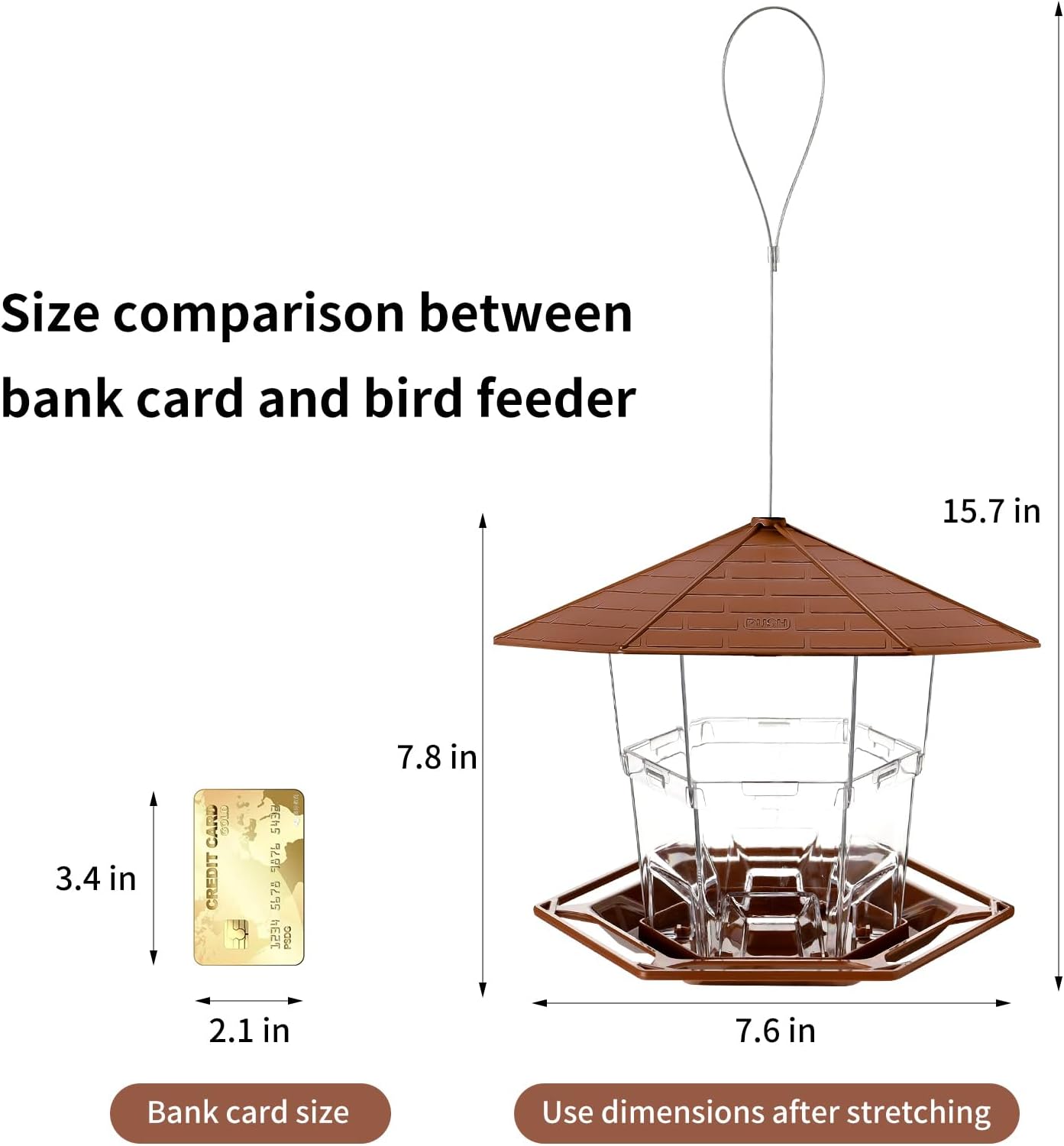 Bird Feeders for Outdoors Hanging Bird Feeder Wild Birds Seed, Brown 2 Pack