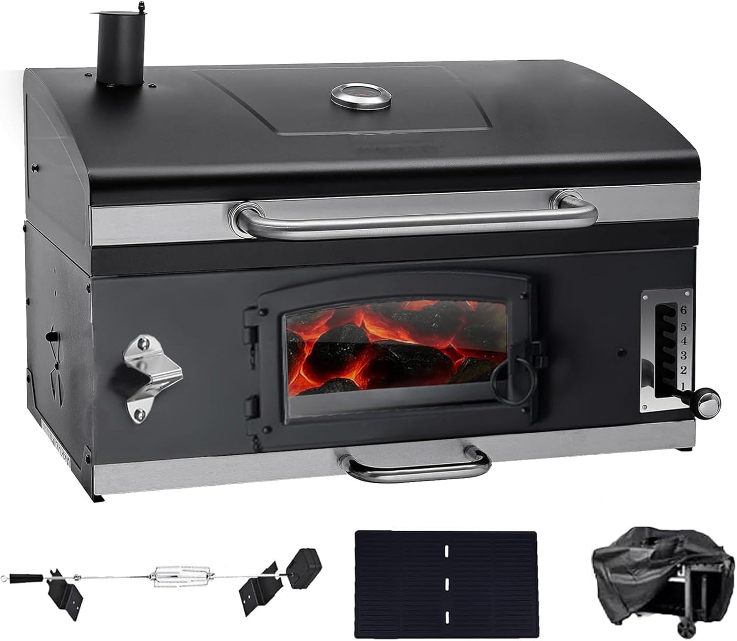 Built In Charcoal Grill, BBQ Grill with Oversize Cooking Area, Outdoor Cooking Grill with Charcoal Trays for Outdoor Backyard Camping Picnics, Patio and Parties