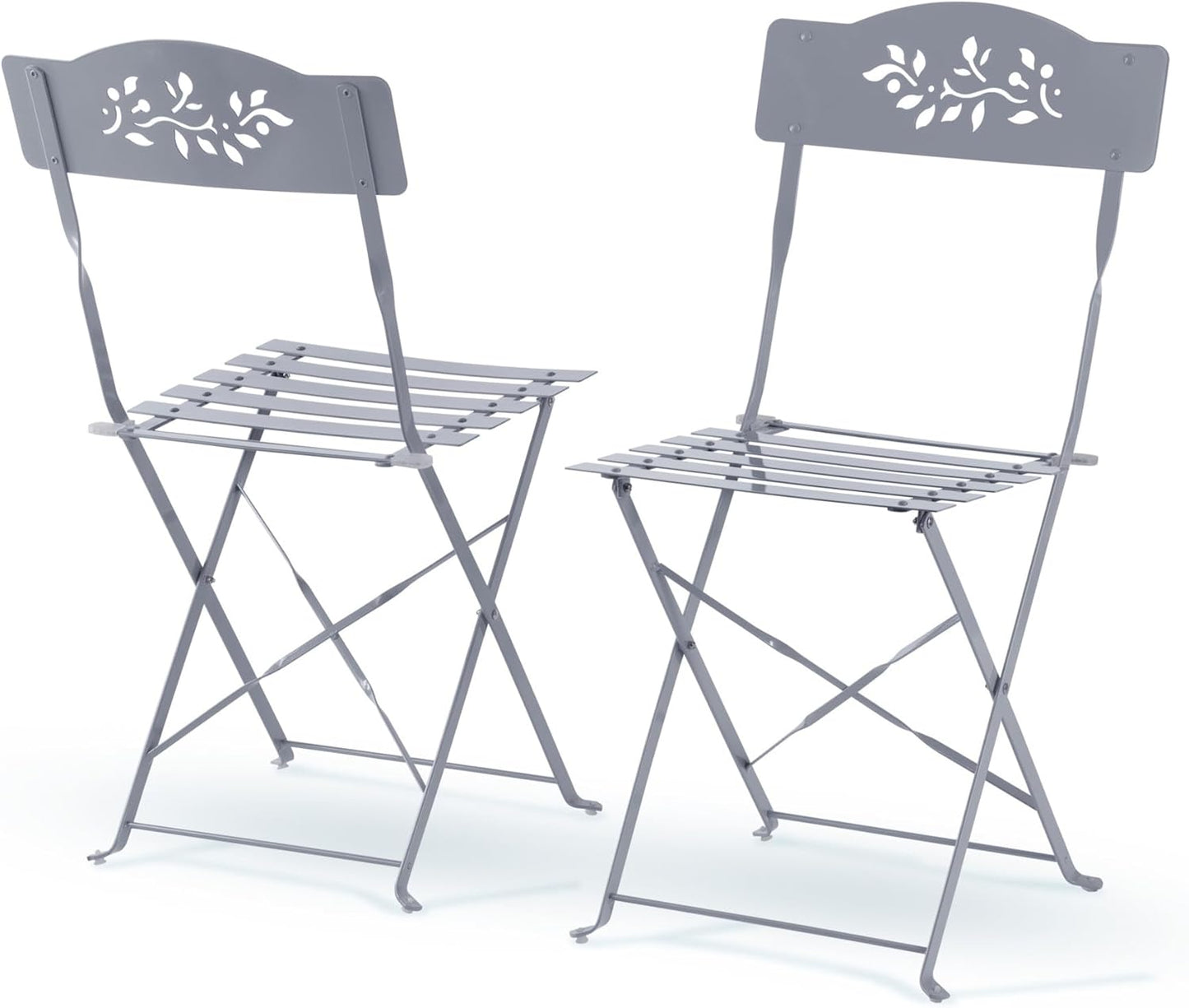 Alpine Corporation Indoor/Outdoor 3-Piece Bistro Set Folding Table and Chairs Patio Seating, Gray