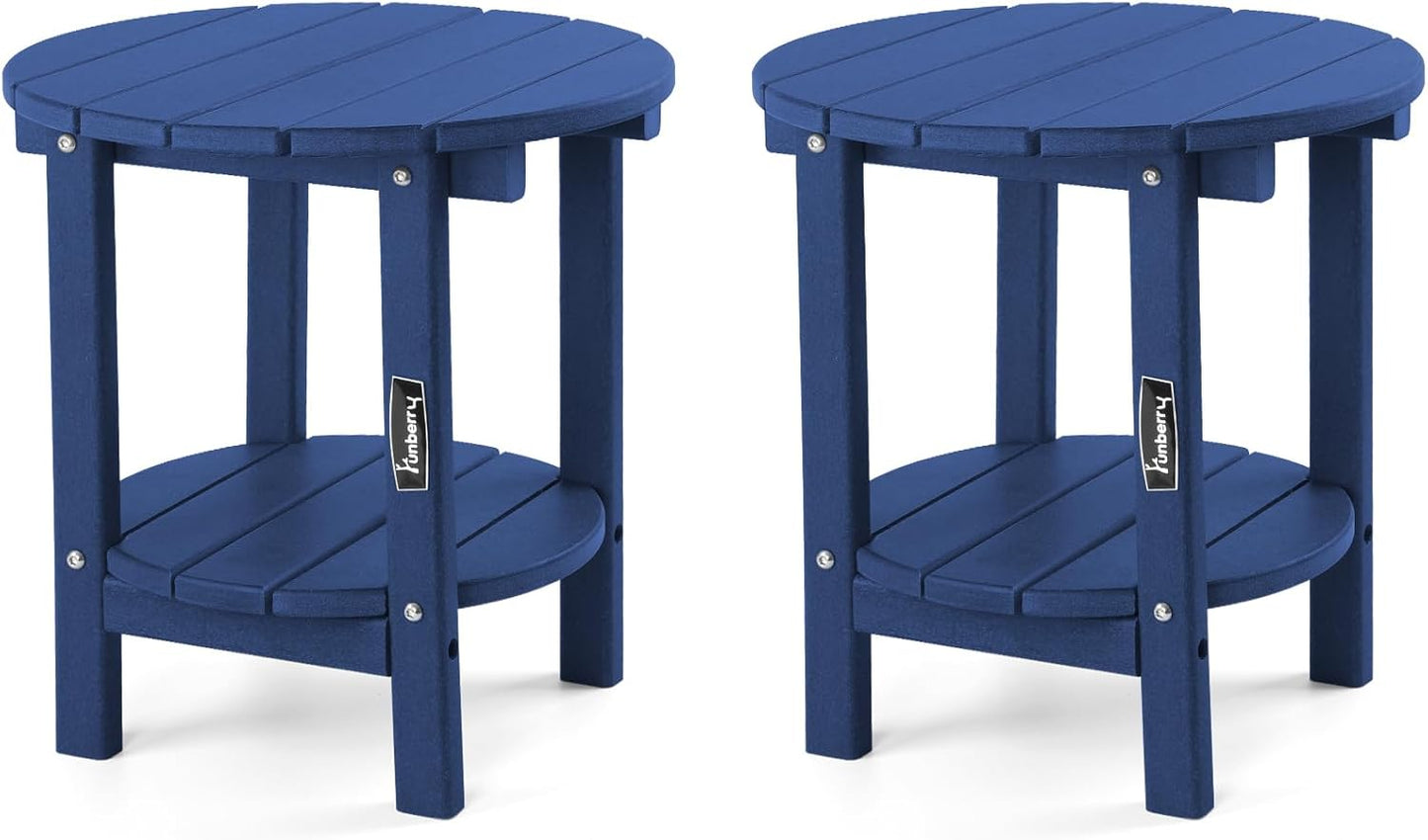 FUNBERRY Outdoor Adirondack Side Table Set of 2, 2-Tier Patio End Tables, HDPE All Weather for Outside