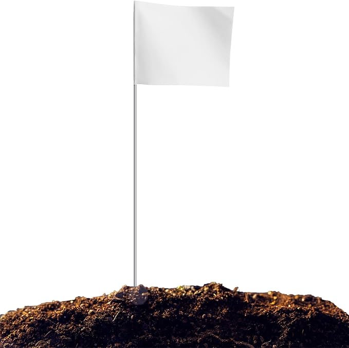 Zozen Marking Flags, White Color | 1000 Pcs/15x4x5 Inch, Yard Flags for Lawn & Irrigation & Landscape & Sprinkler & Survey & Dog Training.