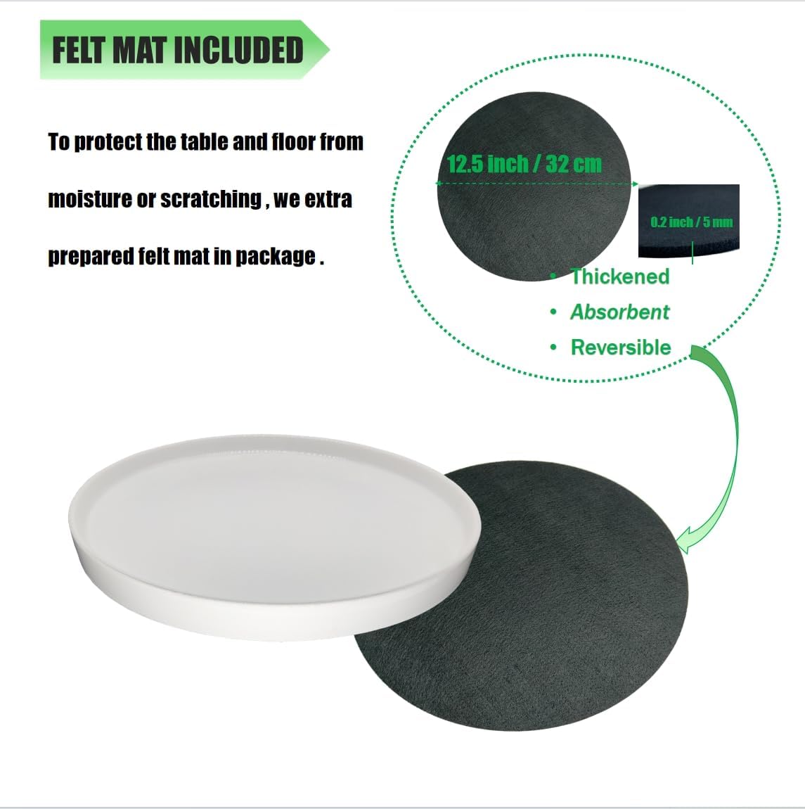 Ceramic Plant Saucer Pot Tray 12 Inch, Planter Saucers 4 5 6 7 8 9 10 11 12 Inch for Indoors Outdoor, Durable Sturdy Flower Drainage Tray for Glazed Pots Base (12.5 Inch-White)