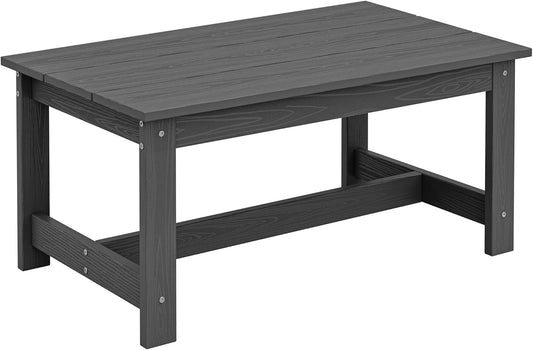 SERWALL HDPE Outdoor Coffee Table, All-Weather Patio Coffee Table, Rectangle Adirondack Outdoor Table Fits with Outdoor Sectional Couch for Outside Deck Porch Lawn, 37.8" x 22.8", Grey