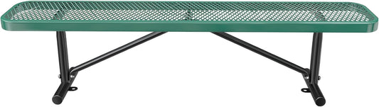Thermoplastic Coated Iron Park Bench for Outside, Heavy Duty Metal Garden Bench, Expanded Commercial Grade Seating for Shopping Malls, Lawn Yard Porch Entryway (Green without Backrest, 72IN)