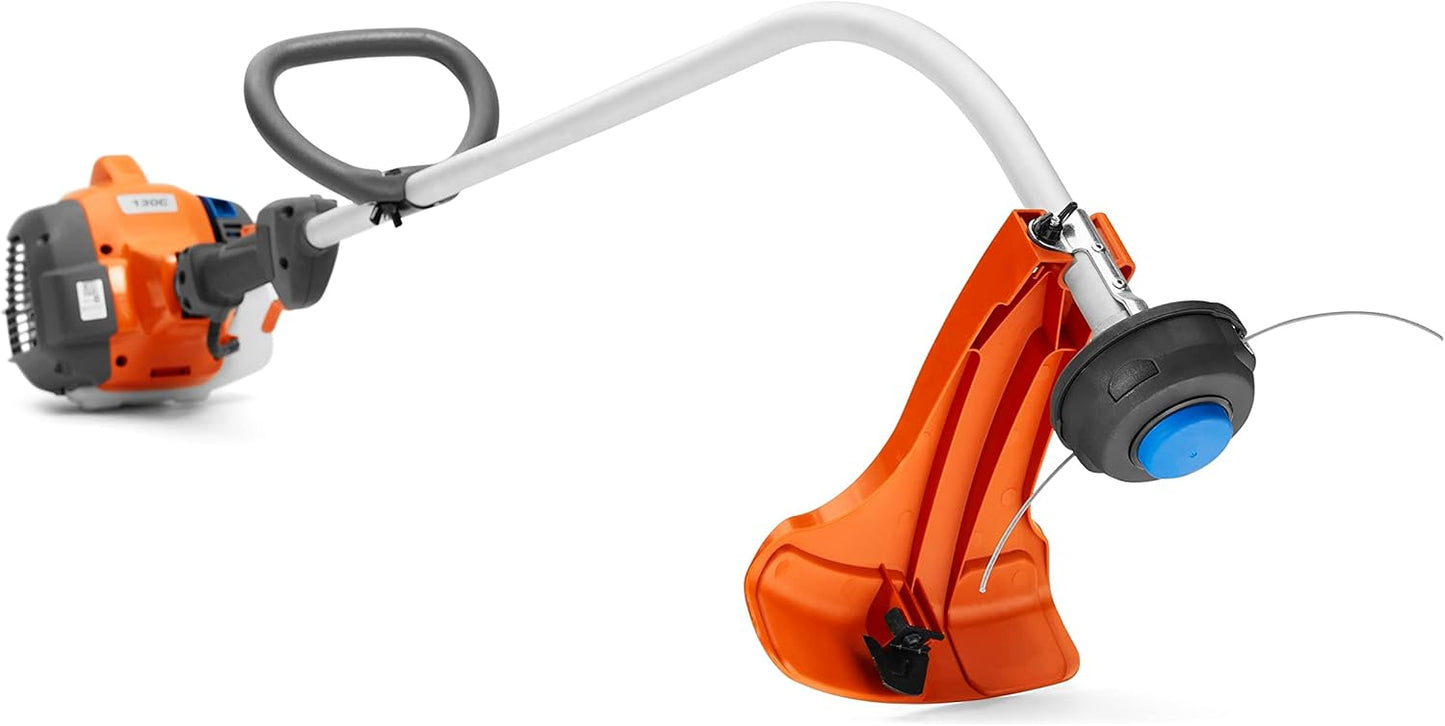 Husqvarna 130C Gas String Trimmer, 28-cc 2-Cycle, 17-Inch Curved Shaft Gas Weed Wacker with Tap N' Go Trimmer Head for Quick Line Feed