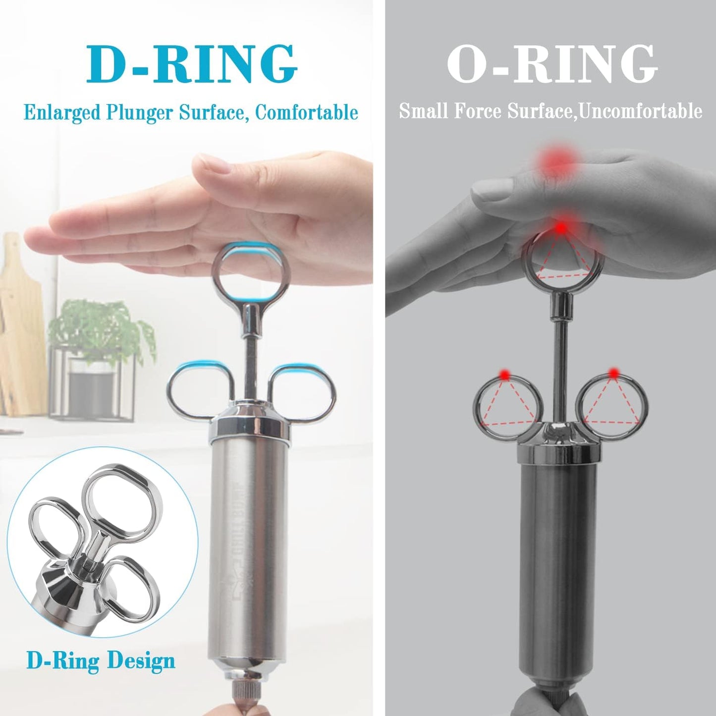 Meat Injector Syringe Kit for Smoker with 3 Flavor Food Injector Syringe Meat Needles, Injection Marinades Brine for Meat, Turkey; 2-oz, Including Paper and E-Book (PDF) User Manual