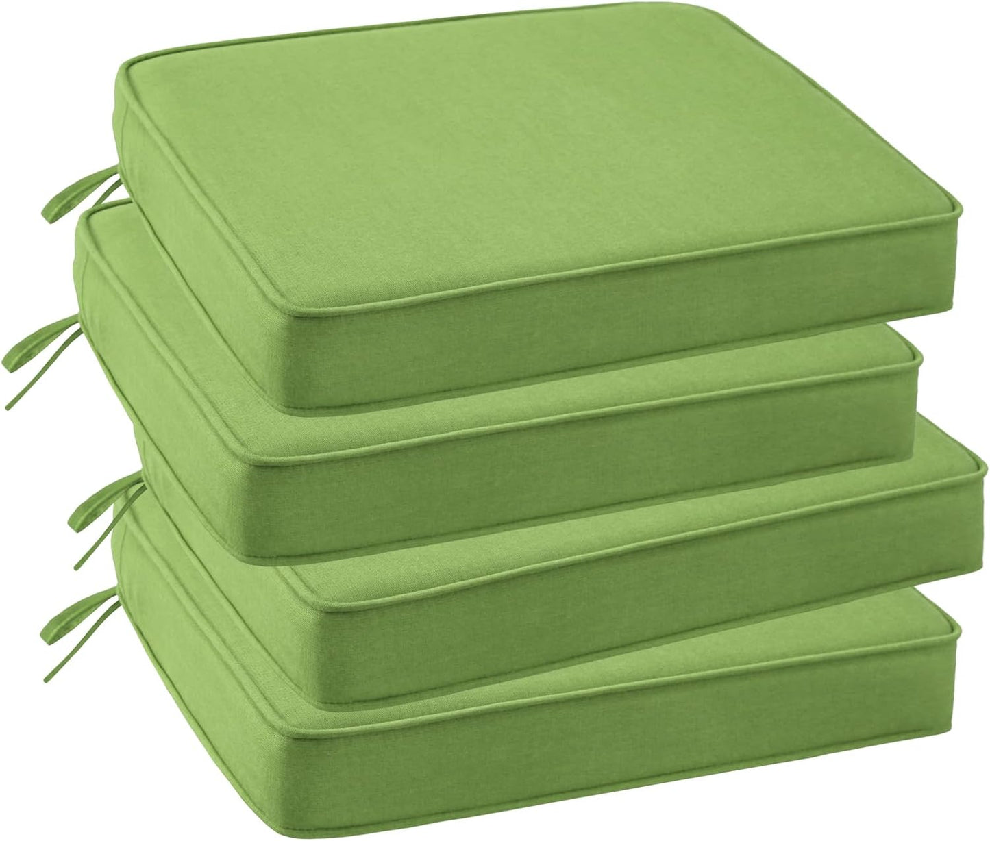 Outdoor Sunbrella Square Corner Seat Cushion, 19"x19"x3", Set of 4, Non Slip Seat Cushion Pads with Removable Cover for Patio Furniture, Garden Yard Lawn, Canvas Ginkgo