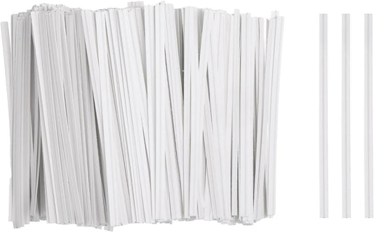 HARFINGTON 1000pcs Bag Twist Ties 3.5" Reusable Kraft Paper Twist Ties Wire Cable Ties for Party Bread Candy Cake, White