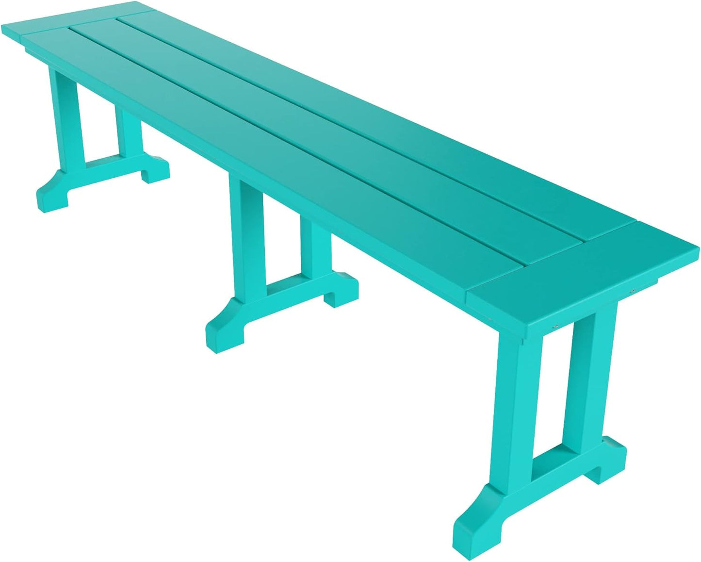 WestinTrends Malibu 65" Outdoor Dining Bench, All Weather Resistant Poly Lumber Patio Garden Bench Trestle Long Bench for Both Outdoor and Indoor, Turquoise