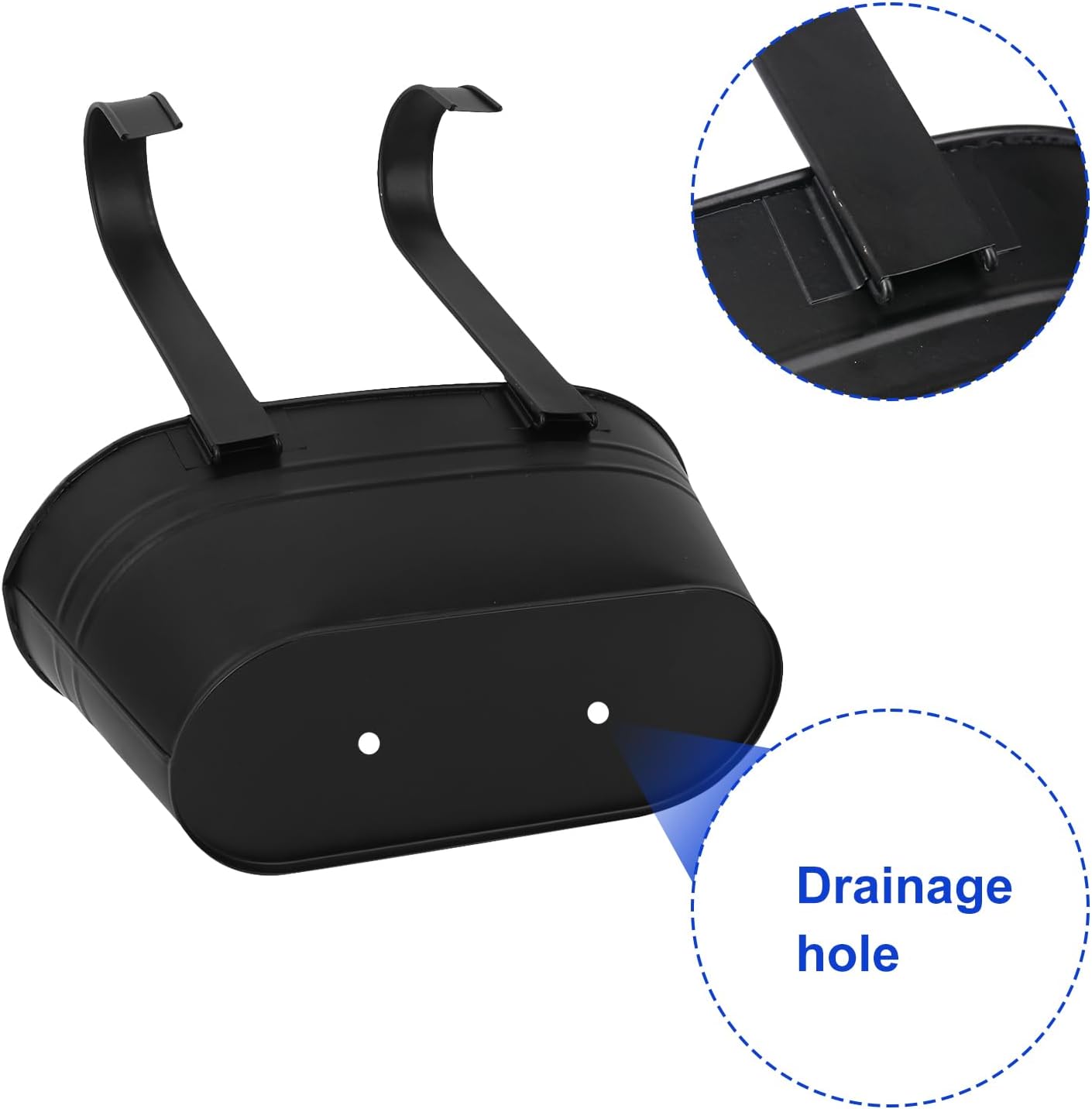 6 Pack Metal Railing Planter for Outdoor Plants, BlackIron Railing Planters, Metal Window Hanging Flower Pots for Balcony, Fence, and Patio Railings, Garden Decor with Drainage Holes