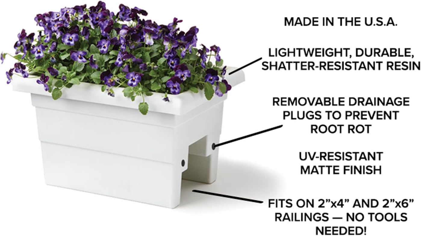 Root & Vessel Countryside Rail Planter, White, 24"