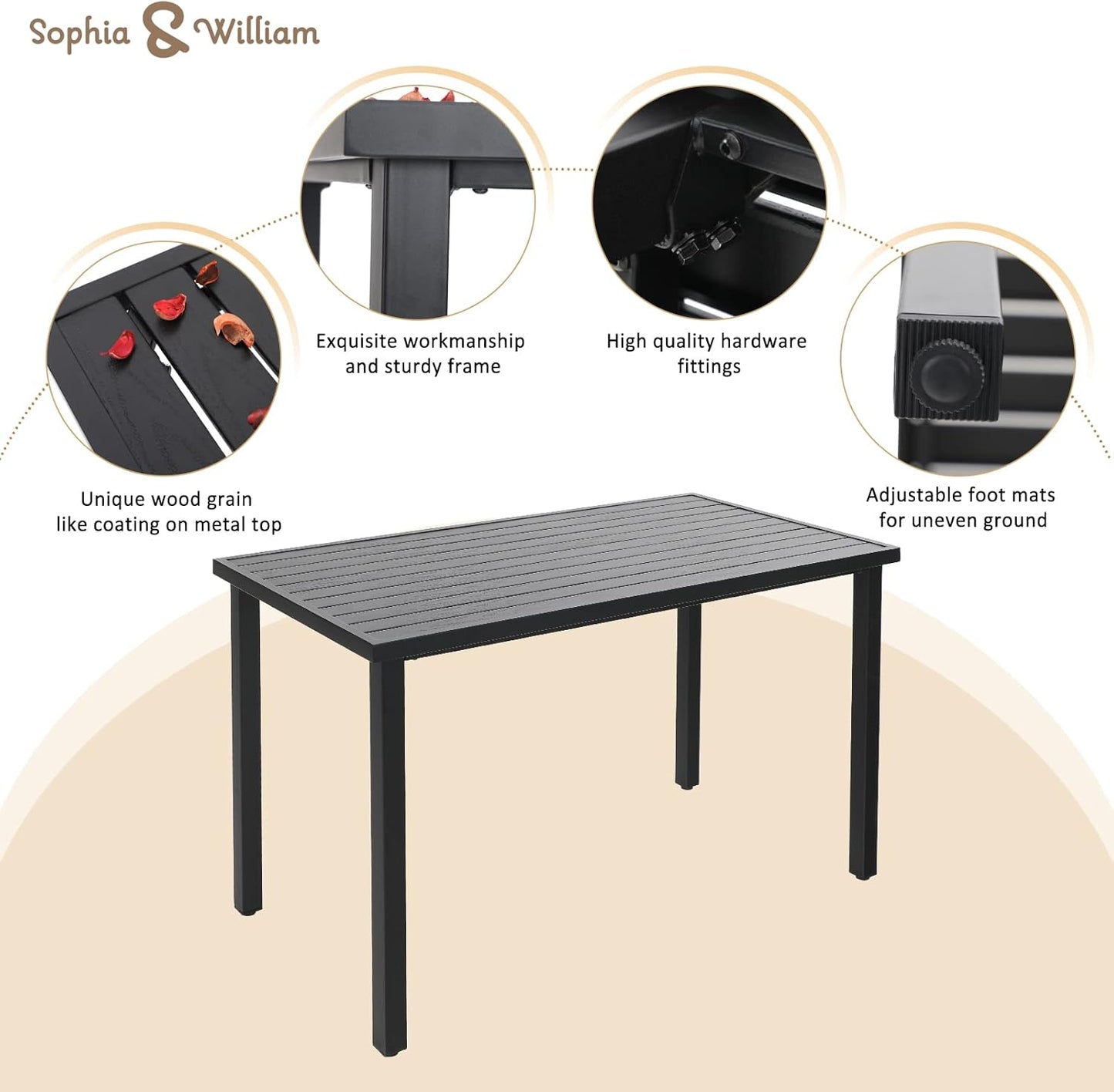 Sophia & William Patio Bar Set 5 Piece Outdoor Dining Set, 4 Swivel Bar Stools Chairs with Red Cushion and 1 Rectangular Bar Height Table, All-Weather Metal Furniture Set for Garden Lawn Backyard