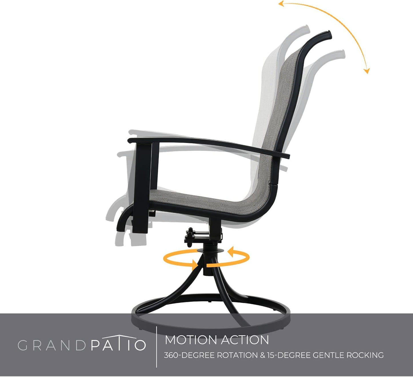 Grand patio Outdoor Swivel Dining Chairs 4-Piece Patio Dining Chairs Set Mesh Sling Patio High Back Swivel Rockers, Black & Grey Plaid