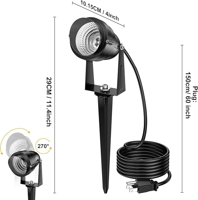 1500LM LED High Brightness Outdoor Landscape Lighting 15W RGBCW Color Changing Landscape Lights Remote Control Spot-Lights with Plug in IP66 Waterproof Flood Light for Garden - 4 Pack