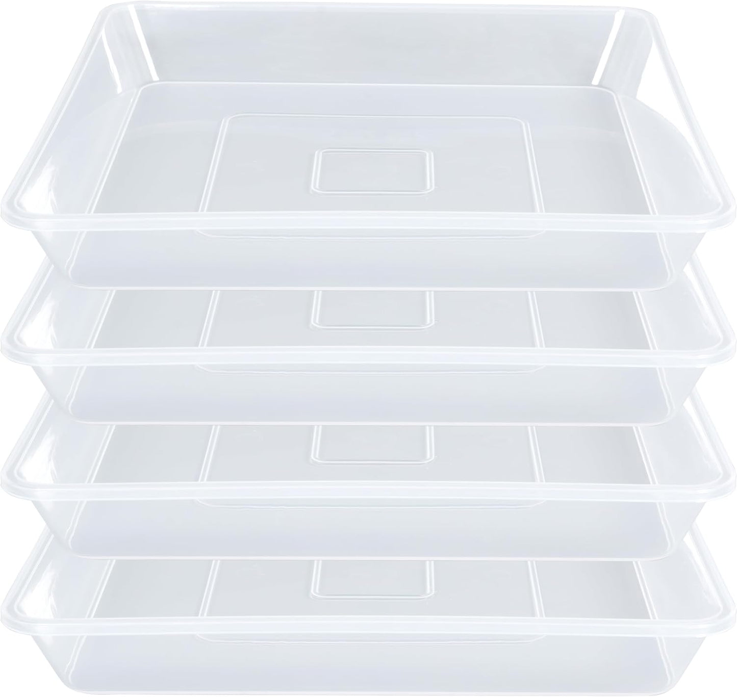 Square Plant Saucer 16 Inch 4 Pack, Durable Clear Plastic Flower Plant Pot Saucer, Square Planters for Indoors and Outdoors Plants, Garden Large Plant Saucers for Pots Plant Trays.