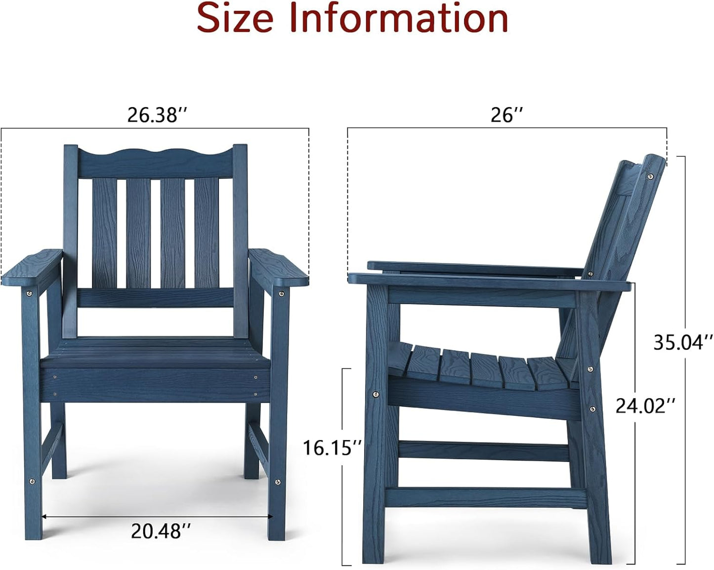 Stoog All-Weather Patio Chairs Set of 2, Heavy Duty Outdoor Chairs with 400 lbs Weight Capacity, Garden Chair for Backyard, Deck, Lawn & Porch, Blue