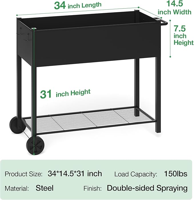 MIXC Metal Raised Garden Beds with Legs, Elevated Planter Boxes Outdoor Raised for Gardening, Large Planter Box for Vegetable Flower Herb