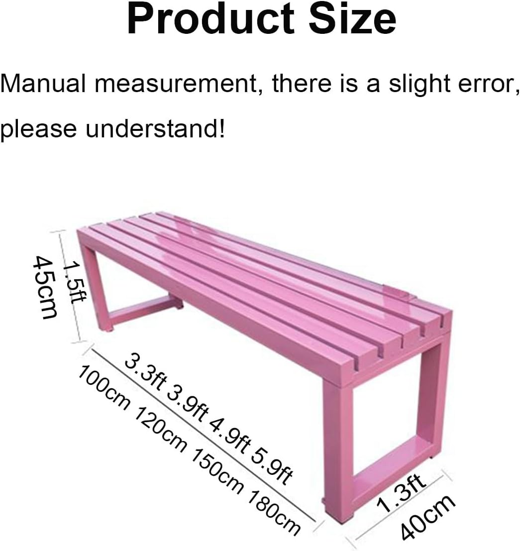 Weatherproof Metal Dining Bench, Outdoor Bench Backless Patio Bench 2-Person Farmhouse Bench Garden Bench for Kitchen, Living Room, Entryway(Black,5.9ft)