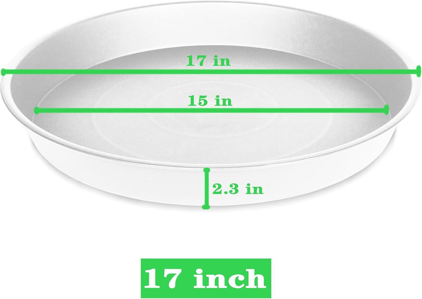4 Pack of 17 inch Plant Saucer, 2.3" Depth Tray, Large Deep Garden Plastic Flower Planter Plant Trays for Indoors Outdoor Bath Bath (17", Creamy White)