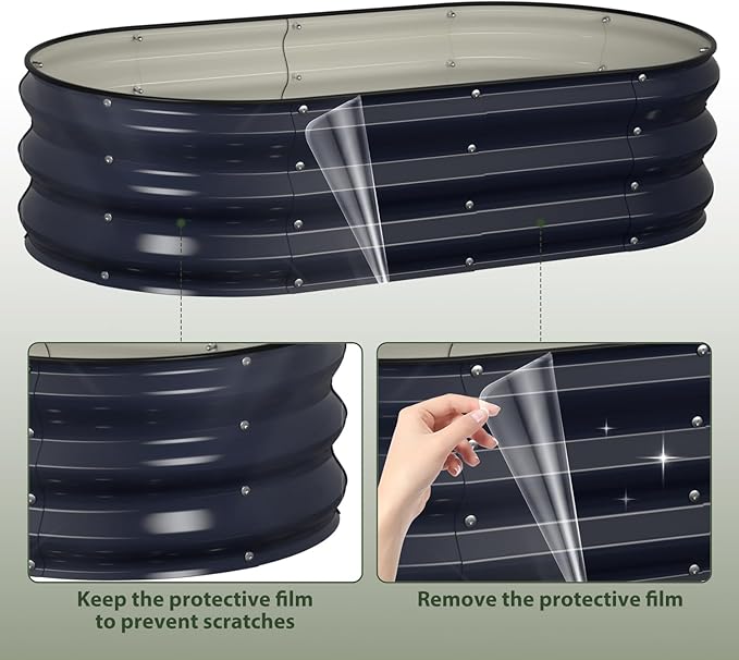 Raised Garden Bed Kit, 4x2x1 ft Galvanized Planter Box Outdoor with Safety Edging, Large Metal Raised Beds for Gardening Vegetables Flower Herb (Navy Blue)