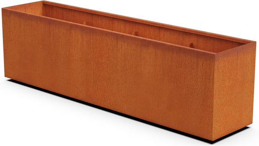 Corten Steel Planter Rectangle Outdoor Metal Garden Box Heavy Duty | Made in USA | Fully Assembled