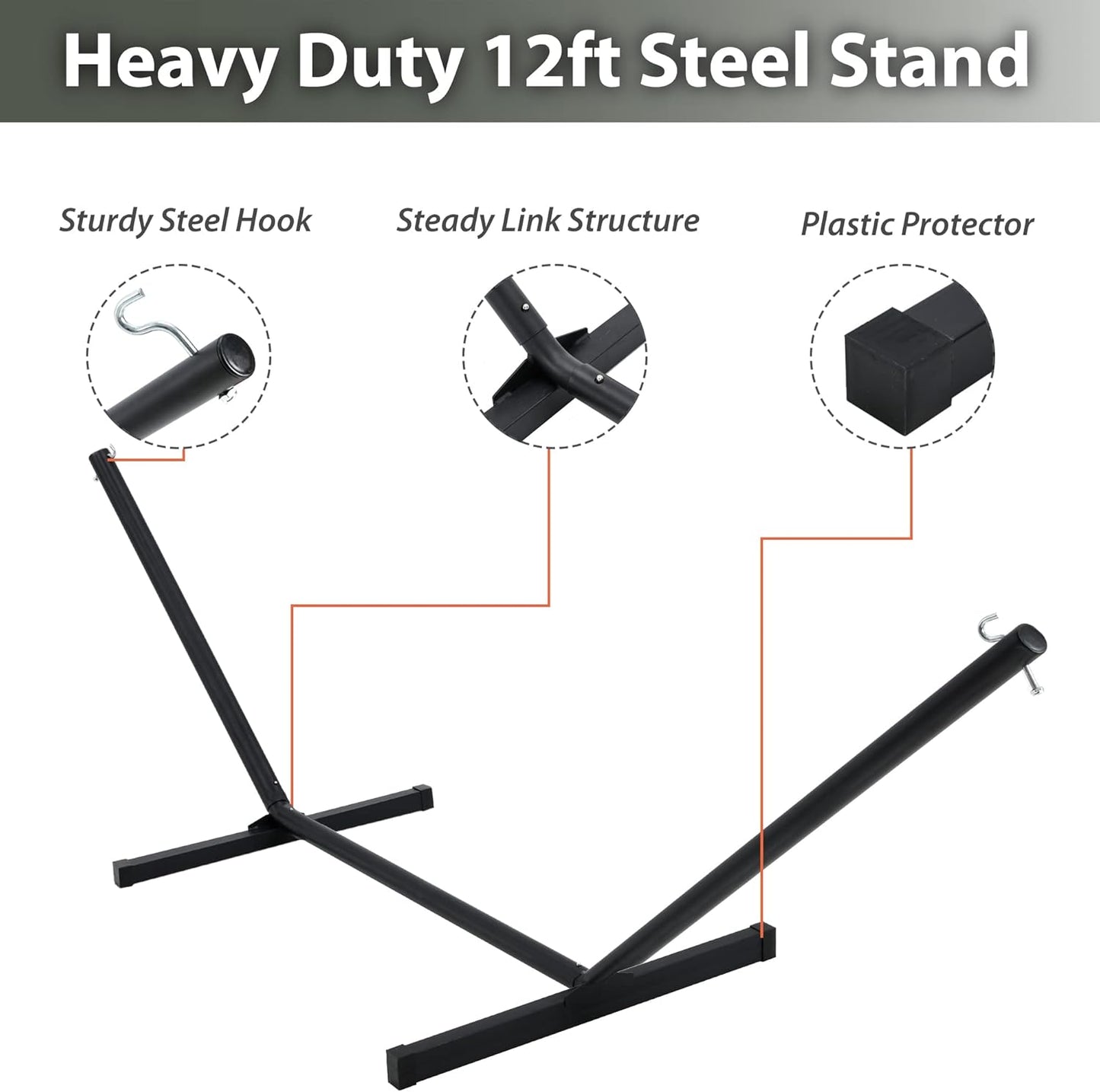 Two Person Hammock with Stand Heavy Duty, Outdoor Patio Hammock with Portable Steel Stand, Large Double Hammocks,480lbs Capacity.(Off White)