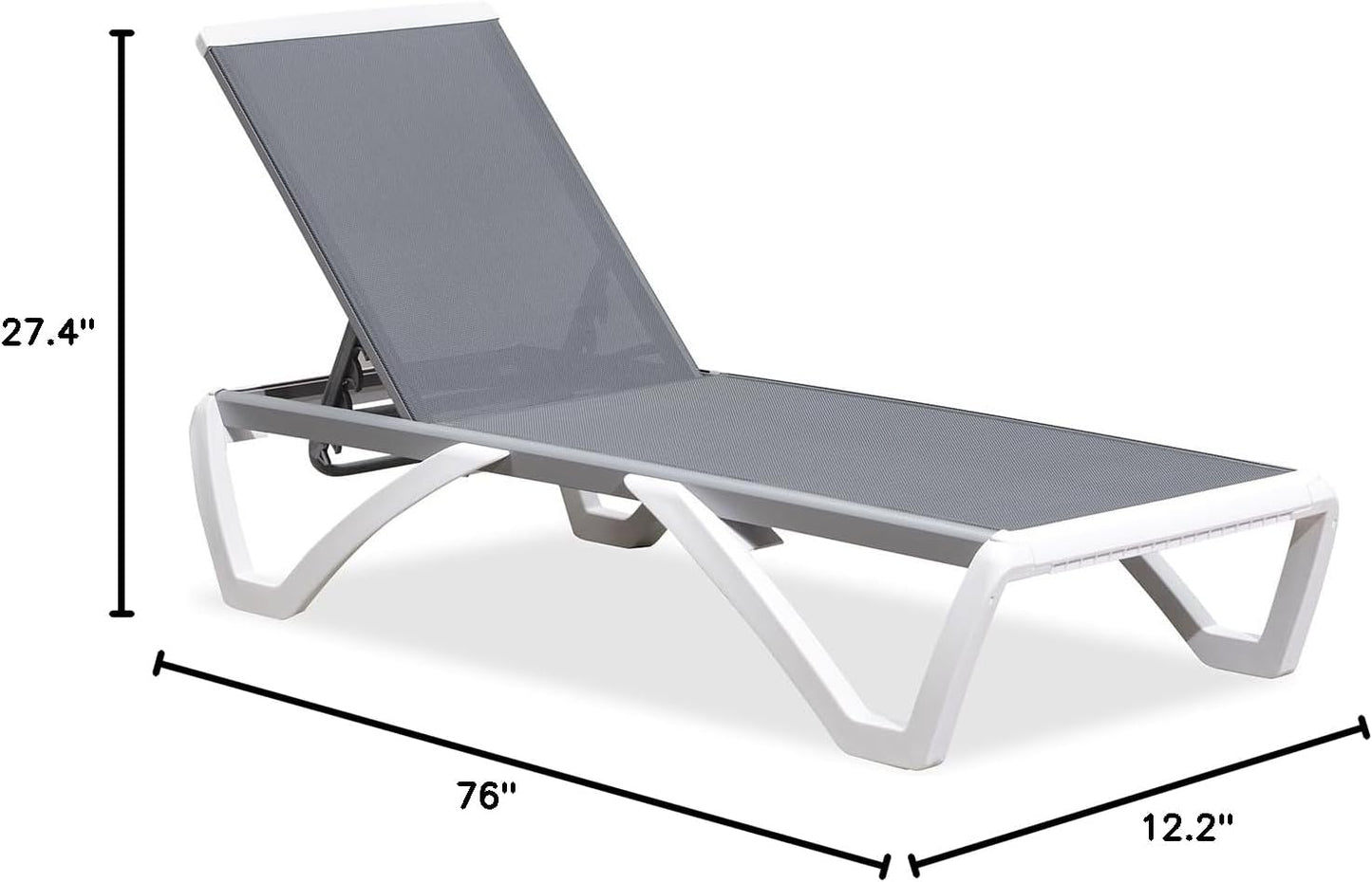 PURPLE LEAF Patio Chaise Lounge Chair Outside Aluminum Plastic Stackable Tanning Chairs for Pool Sunbathing Beach Deck Outdoor Lounger, Light Grey