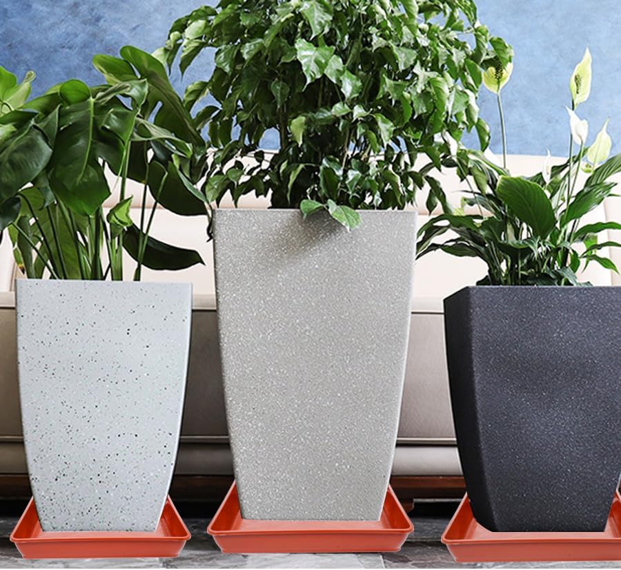 5 Pack Square Plant Saucer 8 Inch,Plant Water Catcher Tray, Heavy Plastic Plant Trays for Pots Pots Base Plant Saucers for Indoors and Outdoors, Pot Saucers for Plants.