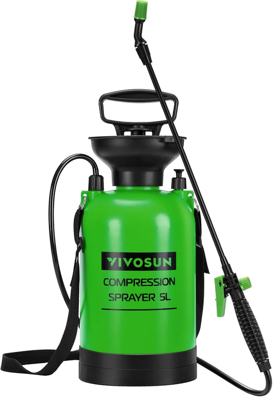 VIVOSUN 1.35-Gallon Pump Sprayer, Pressurized Lawn & Garden Sprayer with Adjustable Shoulder Strap, for Plants Spraying, Garden Watering and Household Cleaning