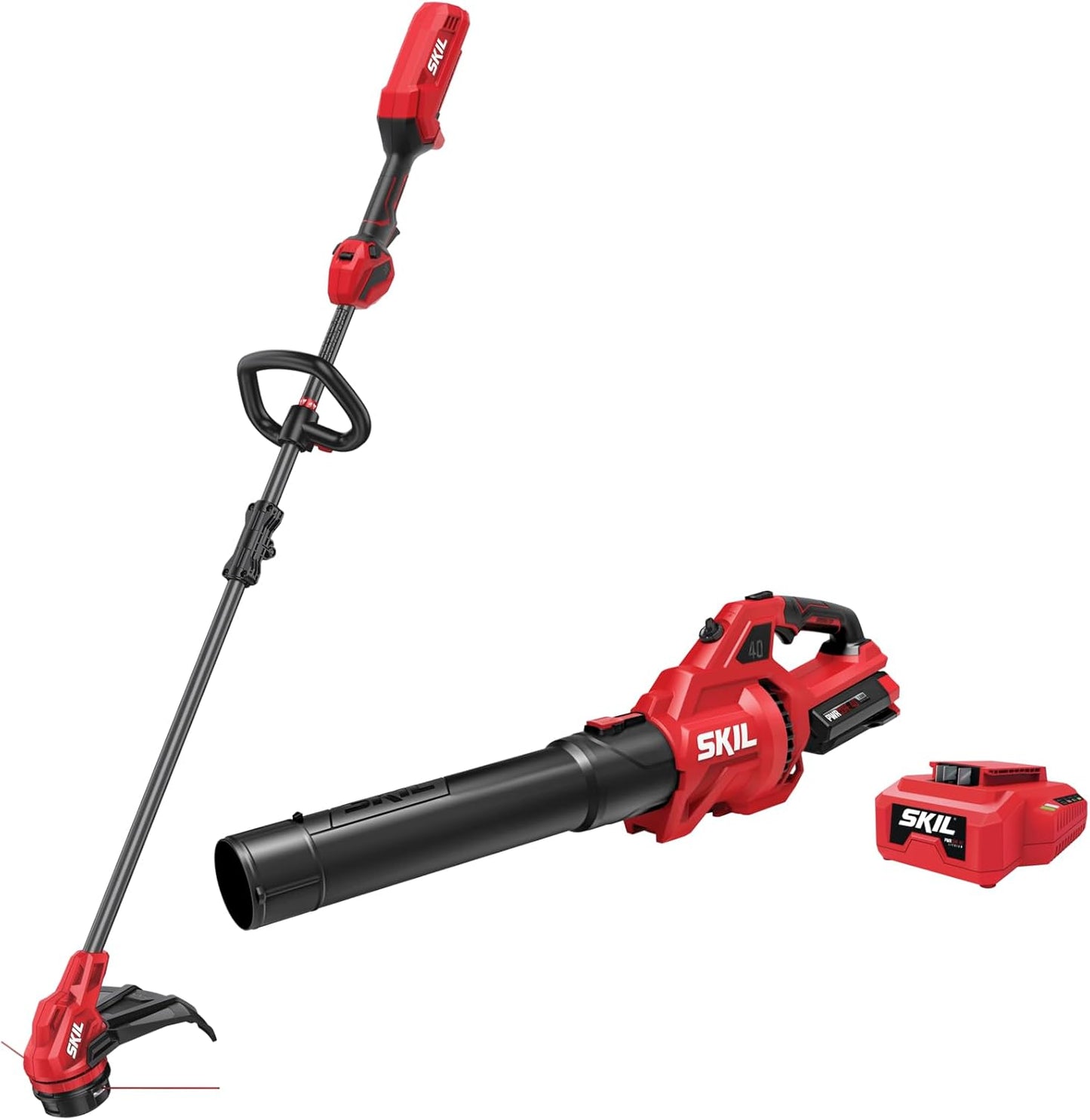 SKIL Brushless 40V 14" String Trimmer and 460CFM Blower Combo Kit Including 2.0Ah Battery and 60W Charger-CB1400C-11