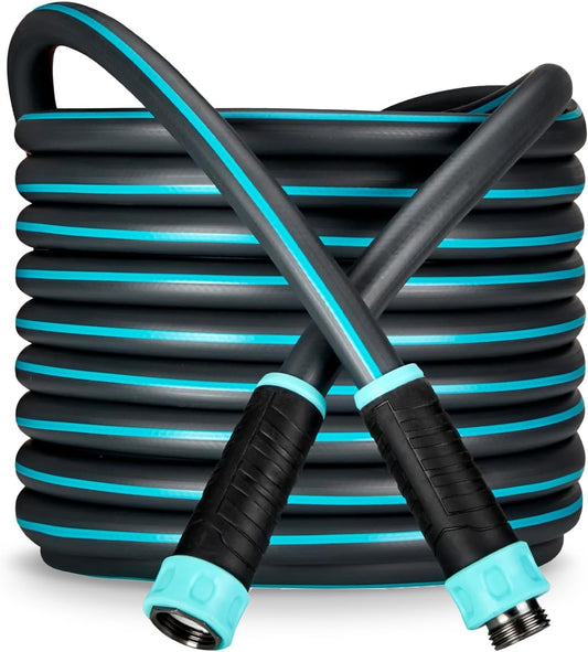 Hybrid Garden Water Hose 100 ft x 5/8”, Durable Heavy Duty Material, Kink-Free with Swivel Grips and Anodized Couplings, 700007 by New England Garden Tools