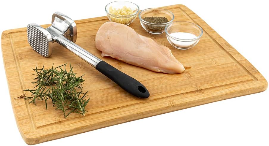 Restaurantware Met Lux Meat Tenderizer 1 Double-Sided Meat Mallet - Textured Surface Smooth Surface Aluminum Meat Pounder Ergonomic Handle For Tenderizing Steak Or Poultry