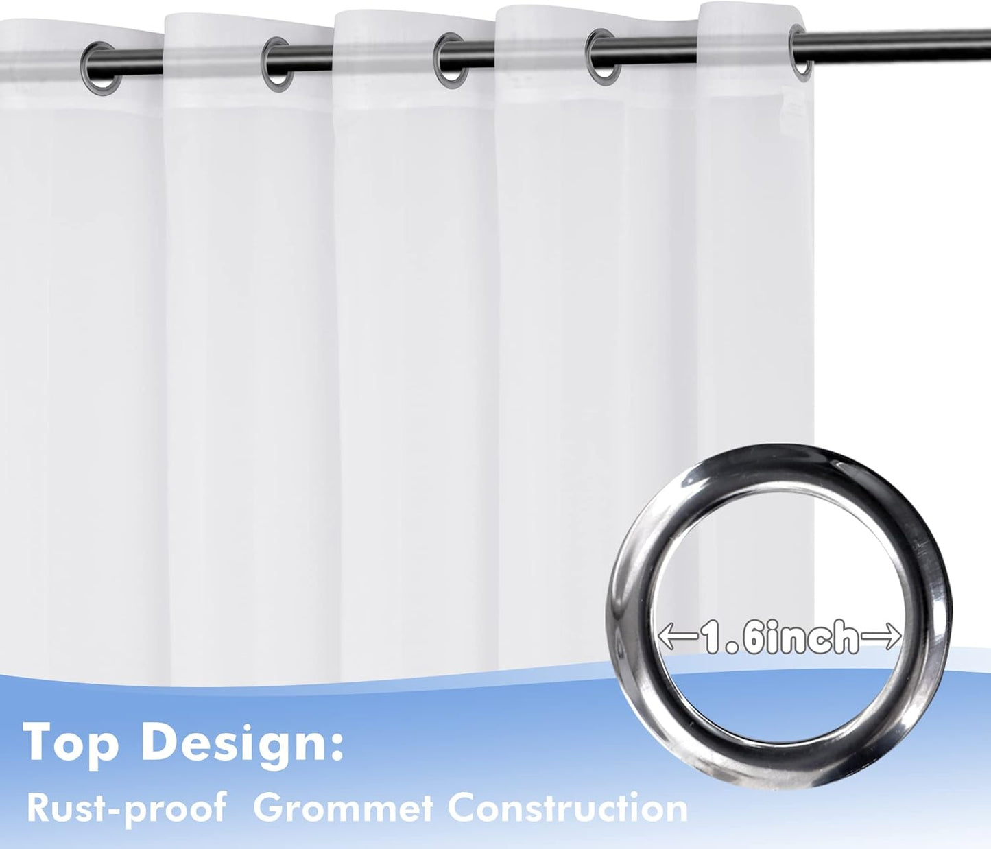 HolidayIdeas White Outdoor Sheer Curtains for Patio Waterproof, 4 Panels - 100 x 95 Inch - Extra Wide Voile Outside Curtains Light Filtering Grommet Drapes for Front Porch, Gazebo, Pergola, Backyard