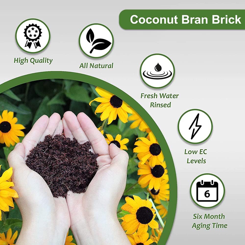 Premium Coco Coir Brick, 1.4Lb High Nutrinent Coconut Soil, OMRI 100% Organic Low EC & PH Balanced Potting Soil for All Plants Gardening, Hydroponics and Reptile Substrate (650G x 4)
