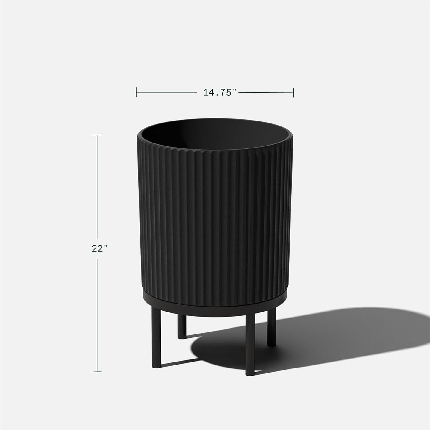 Veradek Demi Series Round Planter w/ Stand for Porch/Patio | Durable Plastic-Concrete & Wooden Stand | Modern Décor for Tall Plants, Flowers