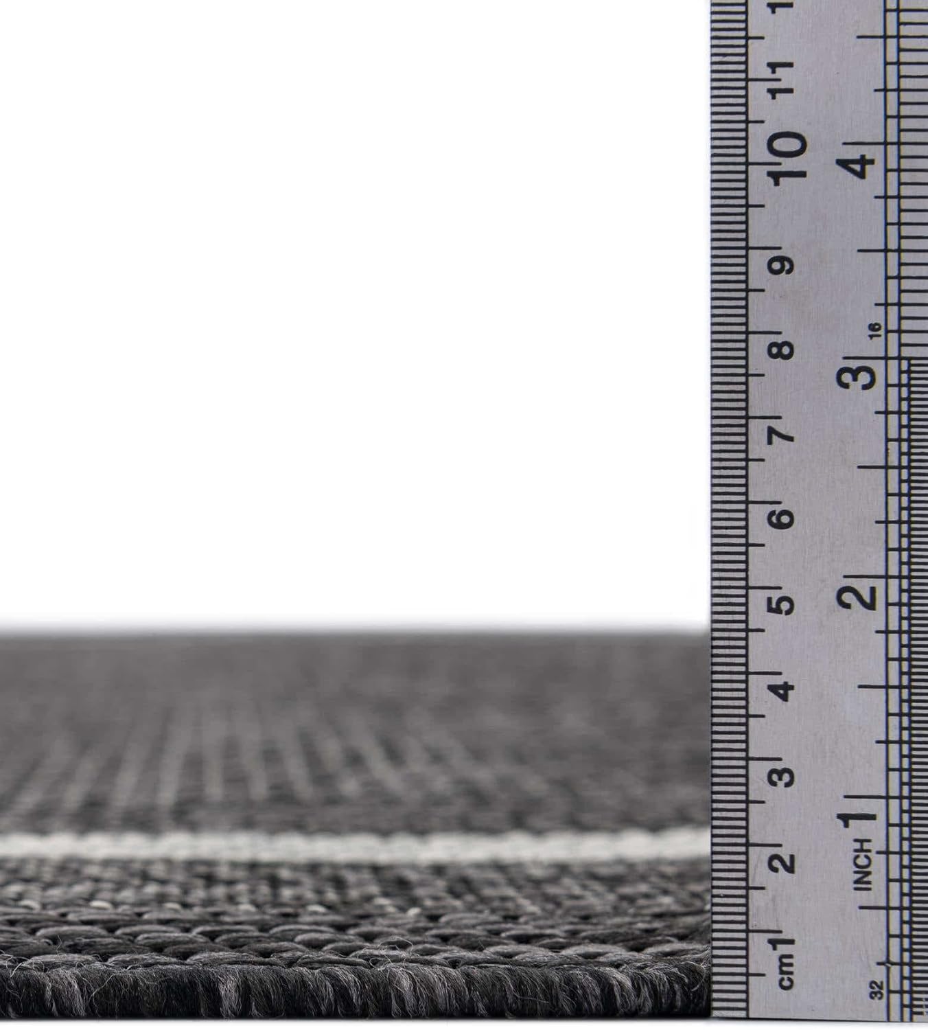 Unique Loom Outdoor Border Collection Area Rug - Soft Border (6' 1" Square Black/Ivory)