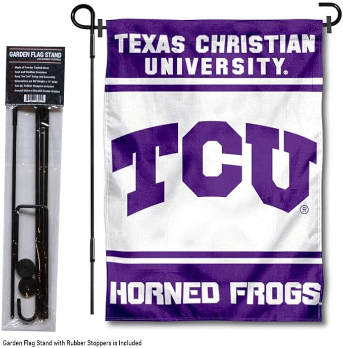 College Flags & Banners Co. Texas Christian Horned Frogs Garden Flag with Stand Holder