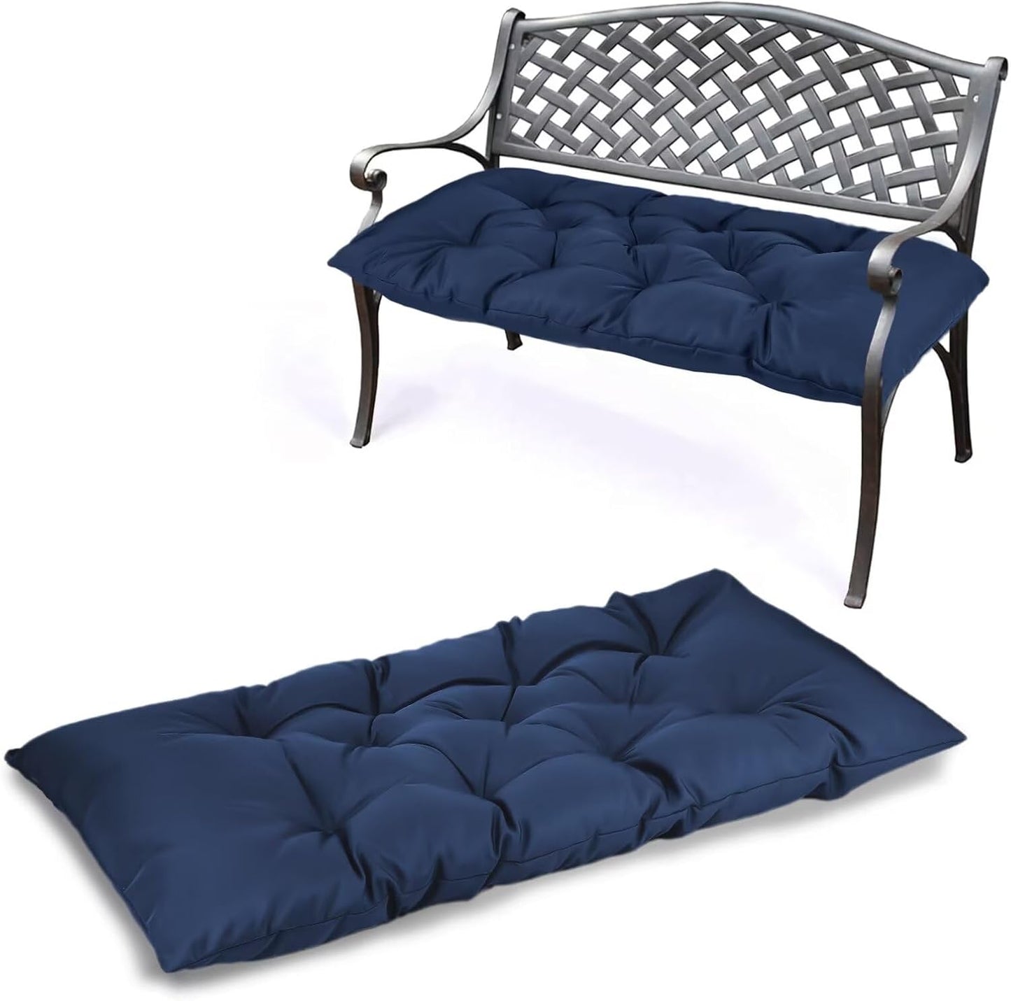 Waterproof Indoor/Outdoor Garden Bench Seat Cushions，Thicken Patio Bench Soft Rocking Chairs Pad Lounger Seat for Wicker Loveseat Settee（39.3x19.6x3.9 inch，Navy）
