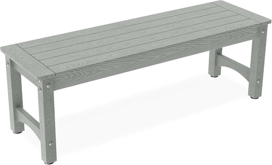51" HIPS Outdoor Bench Weatherproof,All-Weather 2-Person Patio Dining Bench Holds up to 800LBS,Poly Lumber Garden Bench,Never Rot or Fade, Park Bench with Wood Grains for Porch, Garden, Deck, Entryway