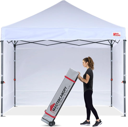 MASTERCANOPY Heavy Duty Pop-up Canopy Tent with Sidewalls (8x8,White)