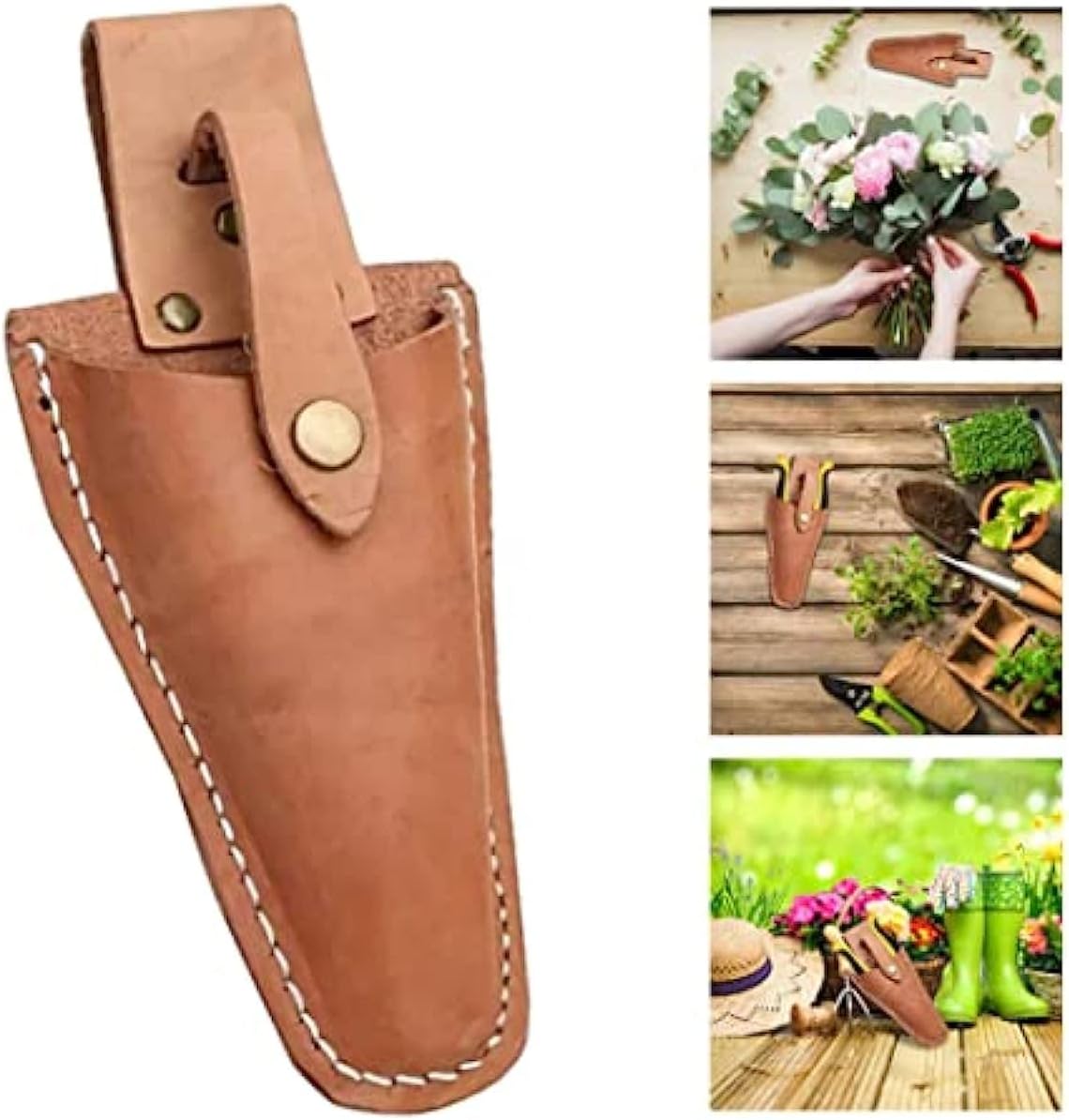 Leather Sheath for Scissors, 2Pcs Leather Sheath Tool Holsters,Garden Pruner Sheath, Belt Holder Pouch Bag, Protective Leather Cover, Leather Hand Pruner Sheath for Garden Pliers with Snap (2)