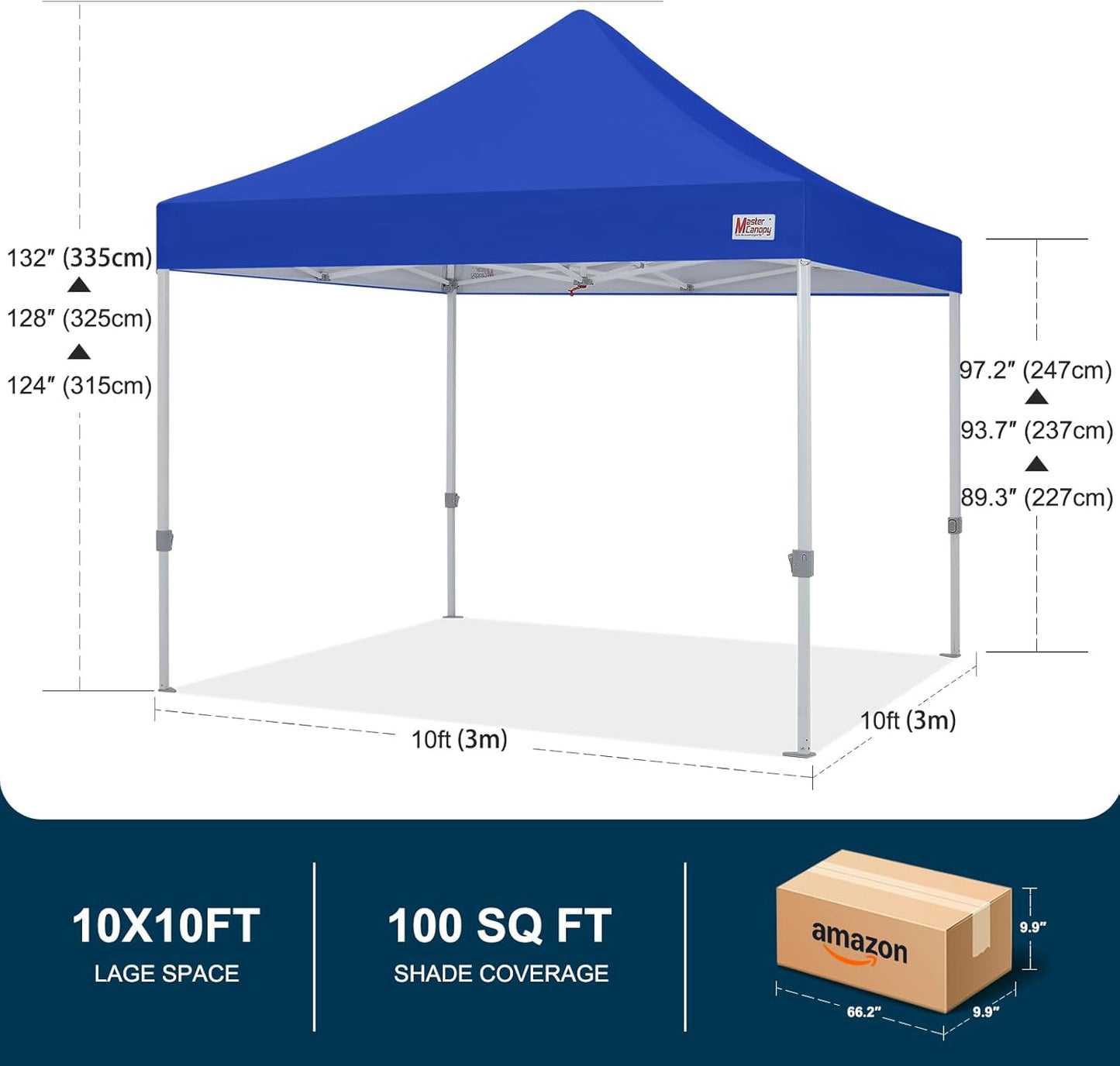 MASTERCANOPY Pop Up Canopy Tent Commercial Grade 10x10 Instant Shelter (Blue)