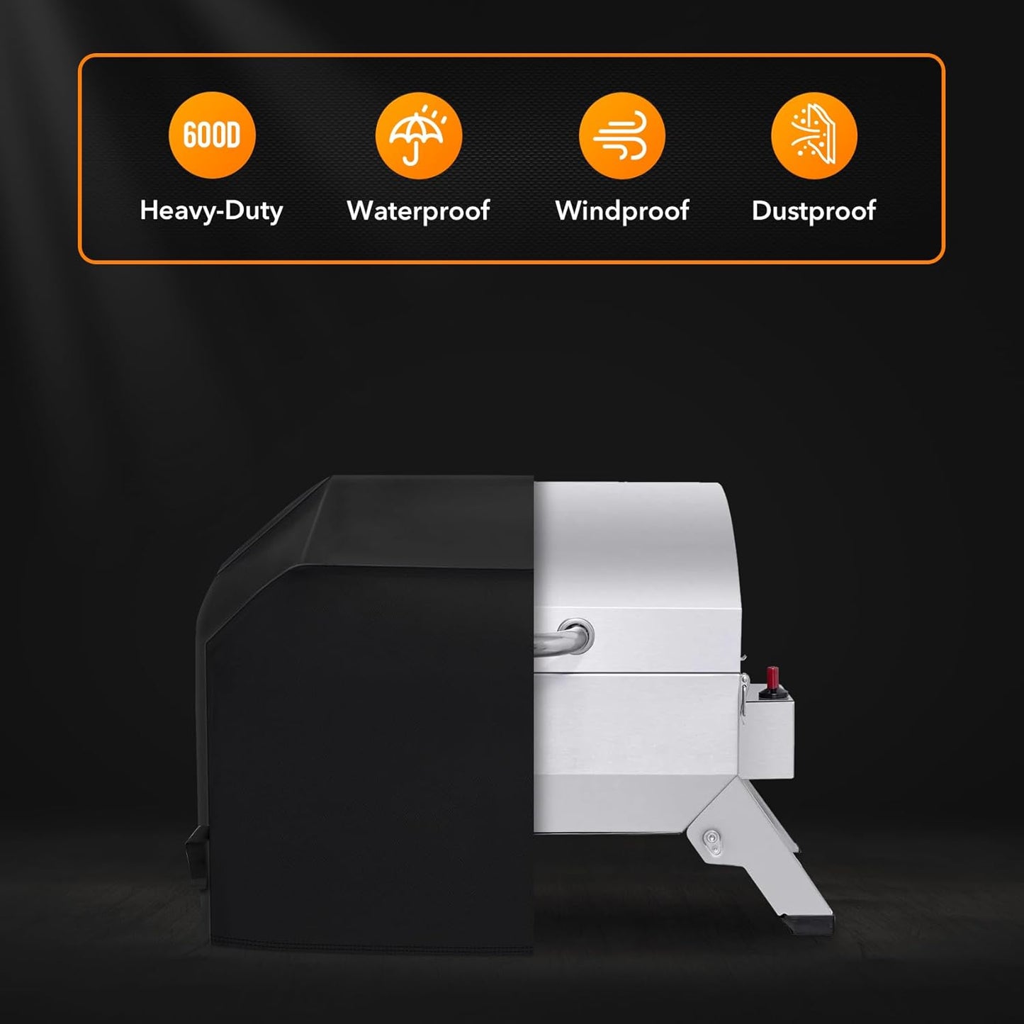 Heavy Duty 600D Polyester Grill Cover Compatible with 24 Inch Tabletop Royal Gourmet GT1001 & GT2005, Waterproof Outdoor BBQ Portable Griddle Cover CR2005