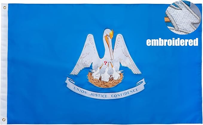 TOPFLAGS Louisiana Flag 3x5 Outdoor LA State Flags Double Sided Embroidered Longest Lasting Heavy Duty Polyester Stronger Brass Grommets 4 Stitched Hemming Perfect for Outside