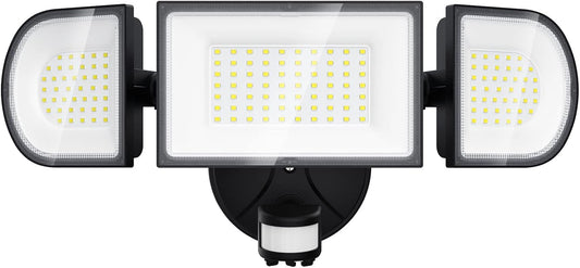 iMaihom 100W Motion Sensor Light Outdoor, 9000LM 6500K LED Security Floodlights, 3 Adjustable Head Motion Detection Light IP65 Waterproof for Yard Garage (Black)