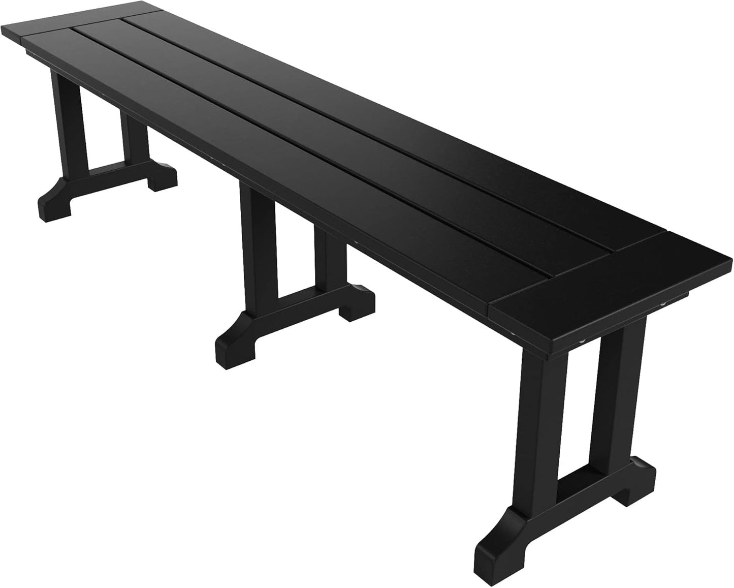 WestinTrends Malibu 65" Outdoor Dining Bench, All Weather Resistant Poly Lumber Patio Garden Bench Trestle Long Bench for Both Outdoor and Indoor, Black